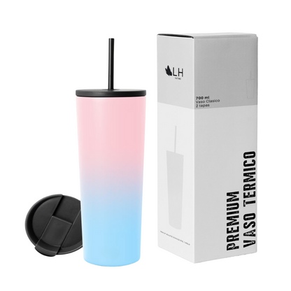 Vaso Térmico 700ml + 2 Tapas Pink Blue